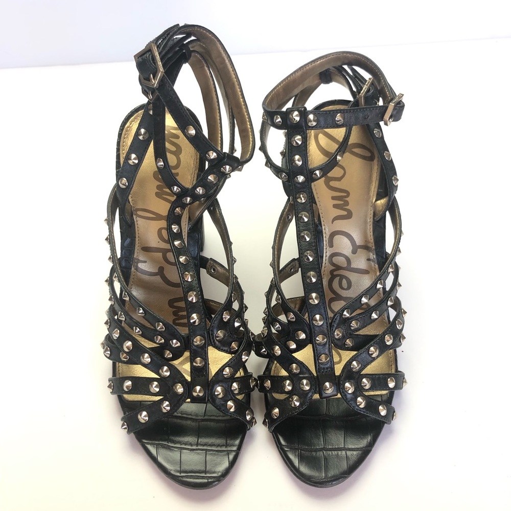 Sam Edelman Studded Yadira Black Leather Strappy